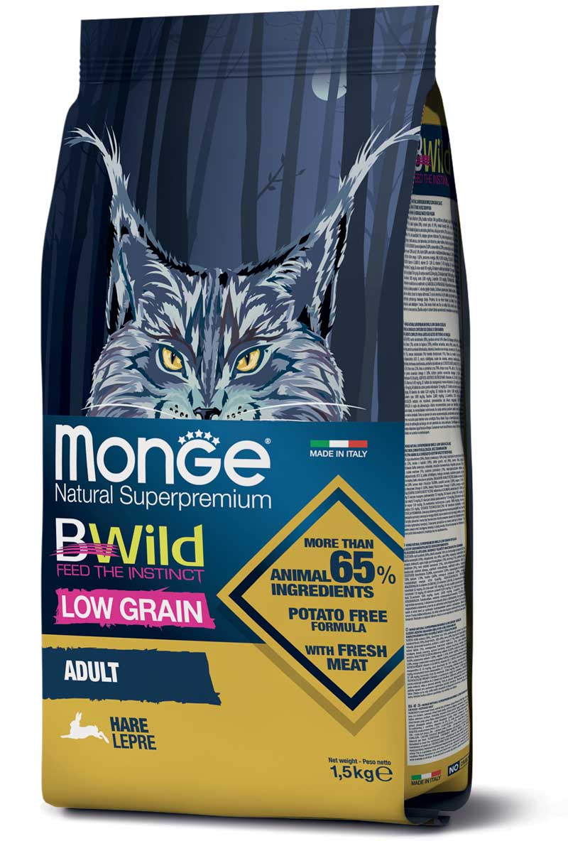 MONGE BWILD CAT LOW GRAIN 1.5KG LEPRE