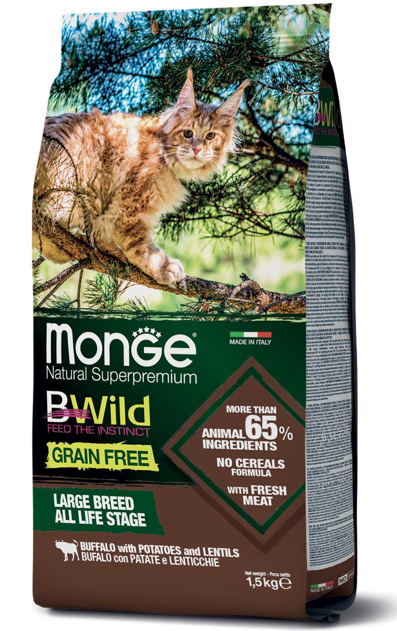 MONGE BWILD CAT GRAIN FREE 1.5KG BUFALO LARGE BREE