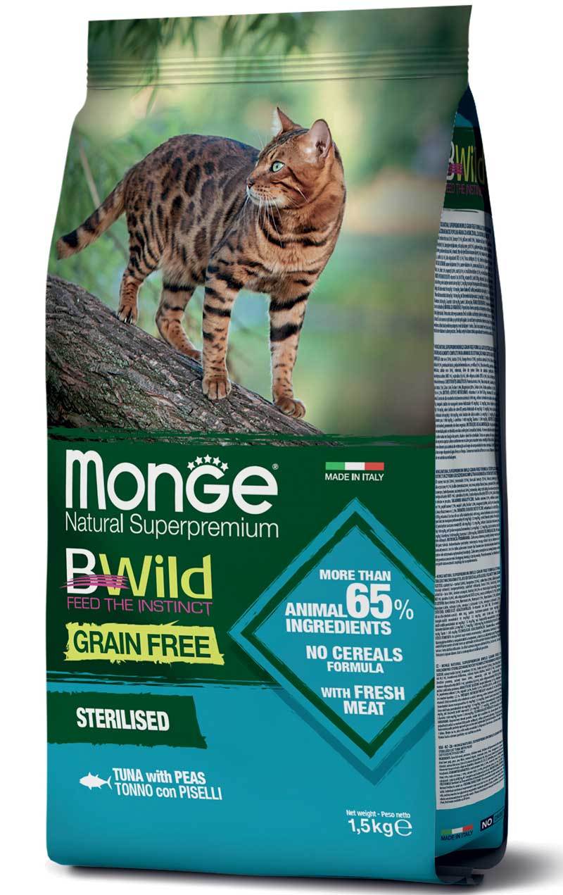MONGE BWILD CAT GRAIN FREE 1.5KG STERILISED TONNO