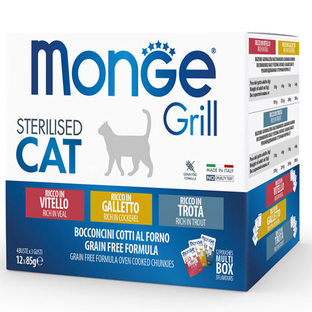 Monge cat grill multipack 12x85g sterilised