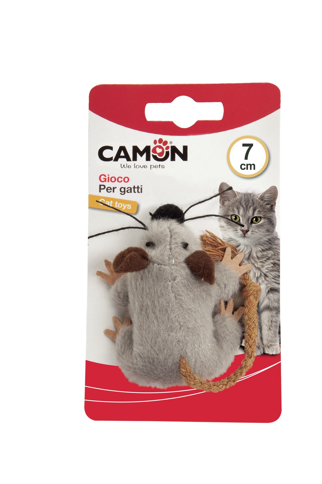 Camon gioco gatto topino peluche con coda corda 