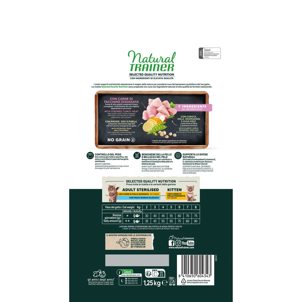 Trainer Cat SQN No Grain Sterilized Tacchino